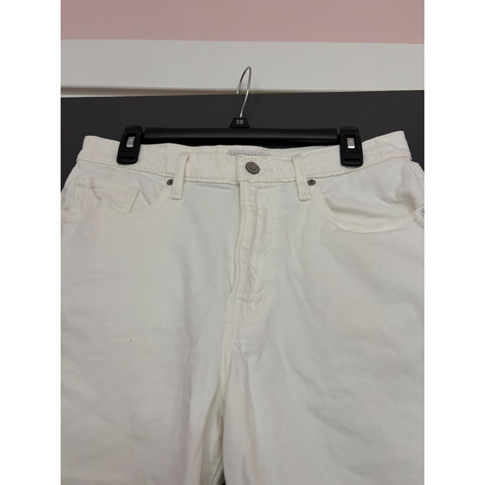 Lucky Brand 90s Loose Short White Denim Raw Hem High Rise Womens Size 10 30 - Picture 3 of 6